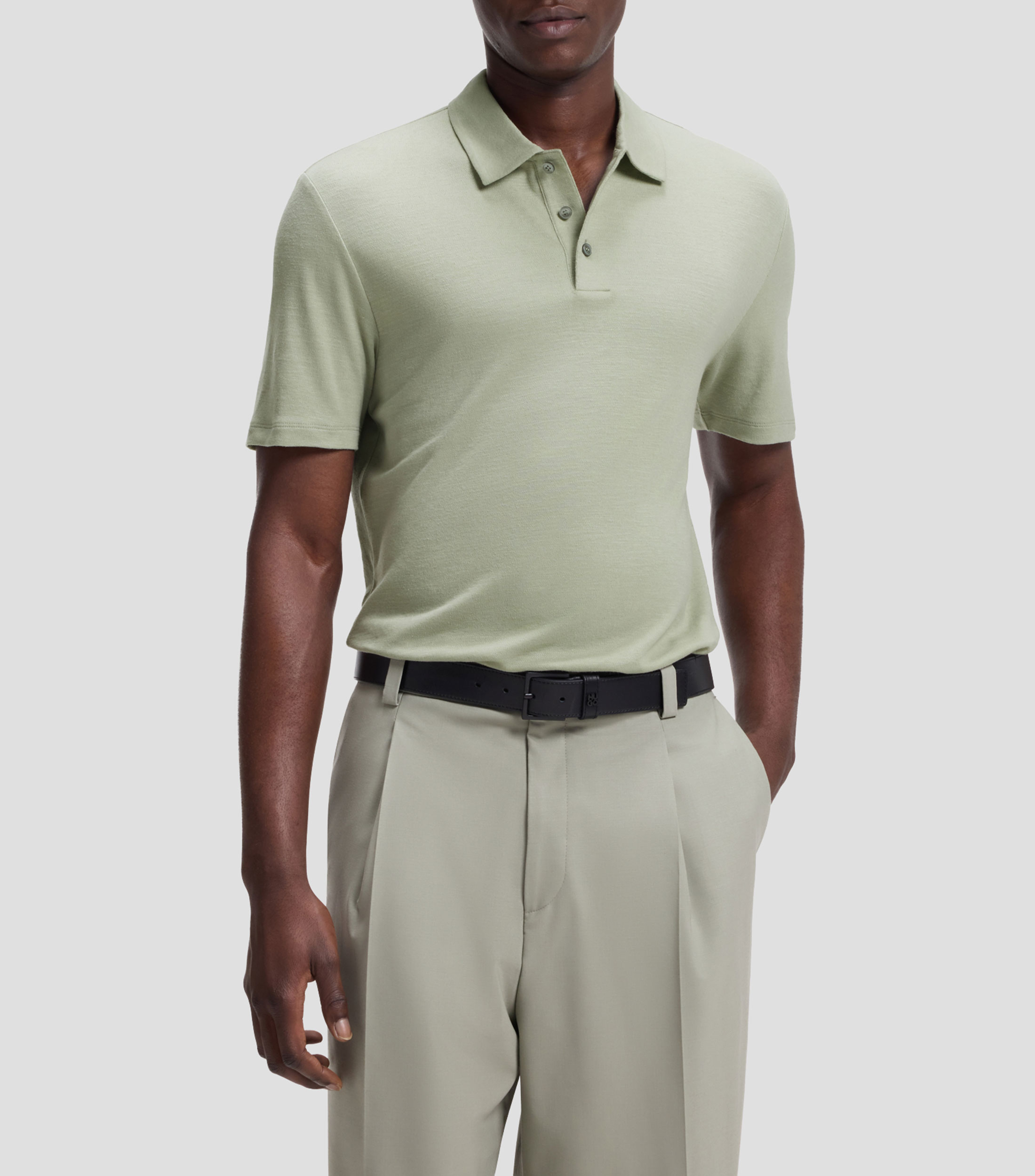 Polo slim en interlock flameado Hombre